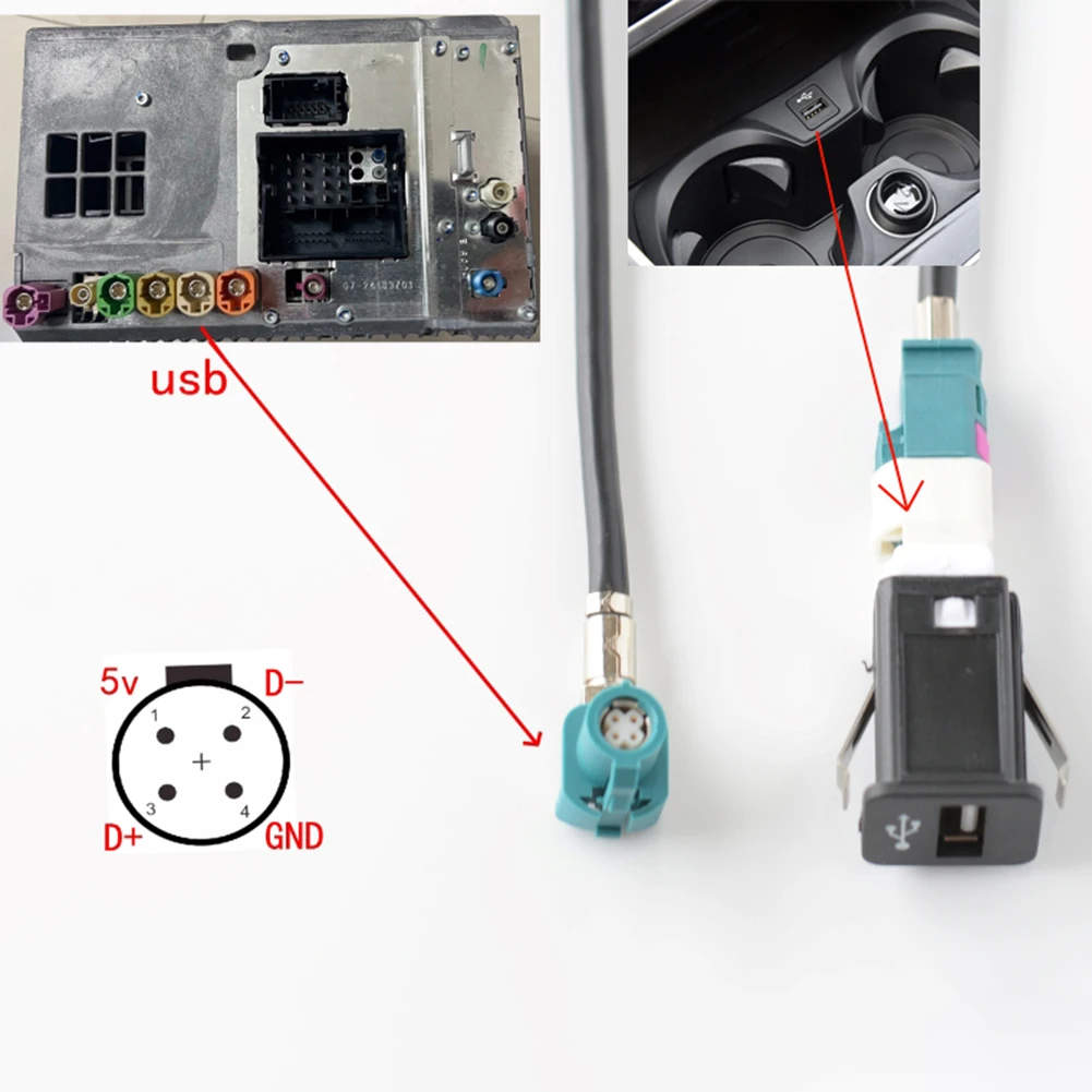 100CM 4 Pin Connection Usb Harness Cable For Car Accessory 100CM Length 2.2*2.2cm Interface Easy Installation For BMW