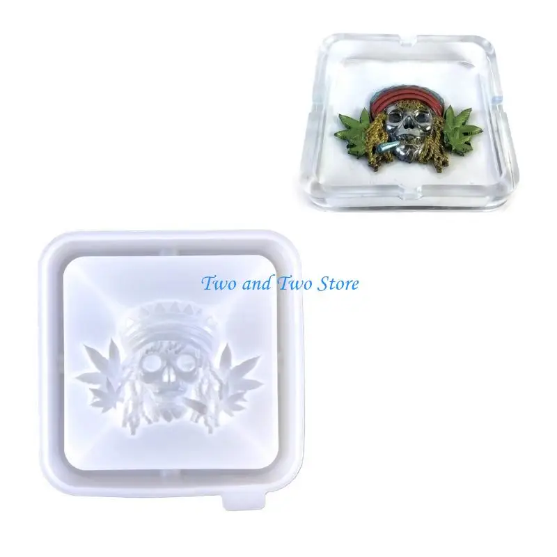 

HX6F Silicone Casting Mold Skull Leaf Ashtray Decoration Mould Ornament Making Moulds