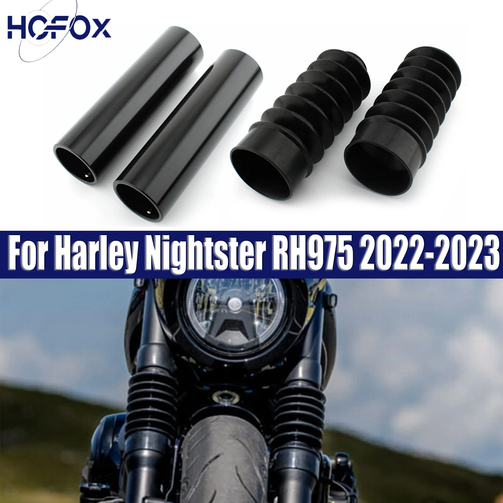

For Harley Nightster RH975 2022-2023 Motorcycle Front Fork Boot Tube Slider Shock Absorber Cover Gaiters Accessories