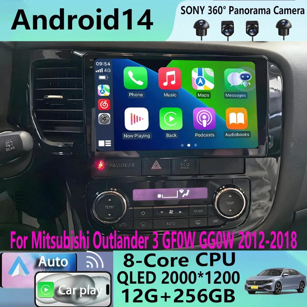 

Автомагнитола 2din на Android 14 для Mitsubishi Outlander 3 GF0W GG0W 2012-2018, мультимедийный видеоплеер, навигация, стерео, GPS