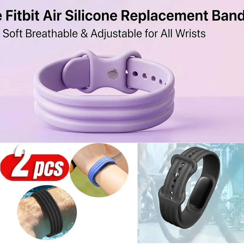 2 Pcs Original Silicone Band for Google Fitbit Air Replacement Bracelet for Fitbit Air Sport Adjustable Women Smart Wristband