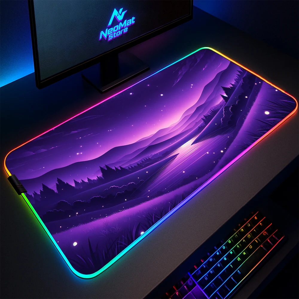 

Игровые коврики для мыши, светящийся большой коврик для мыши, мигалка для компьютера, RGB светодиодная фиолетовая подсветка, коврик для мыши, блестящий ковер, коврик для мыши 1000x500 мм