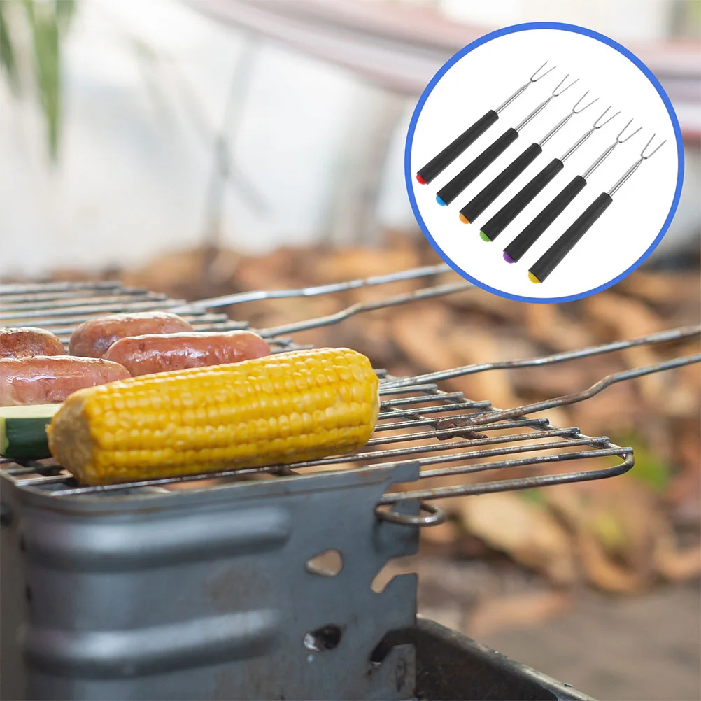 Barbecue Sticks Roasting for Campfire Telescopic Fork Chafing Dish Meat Hot Pot Grill Skewers