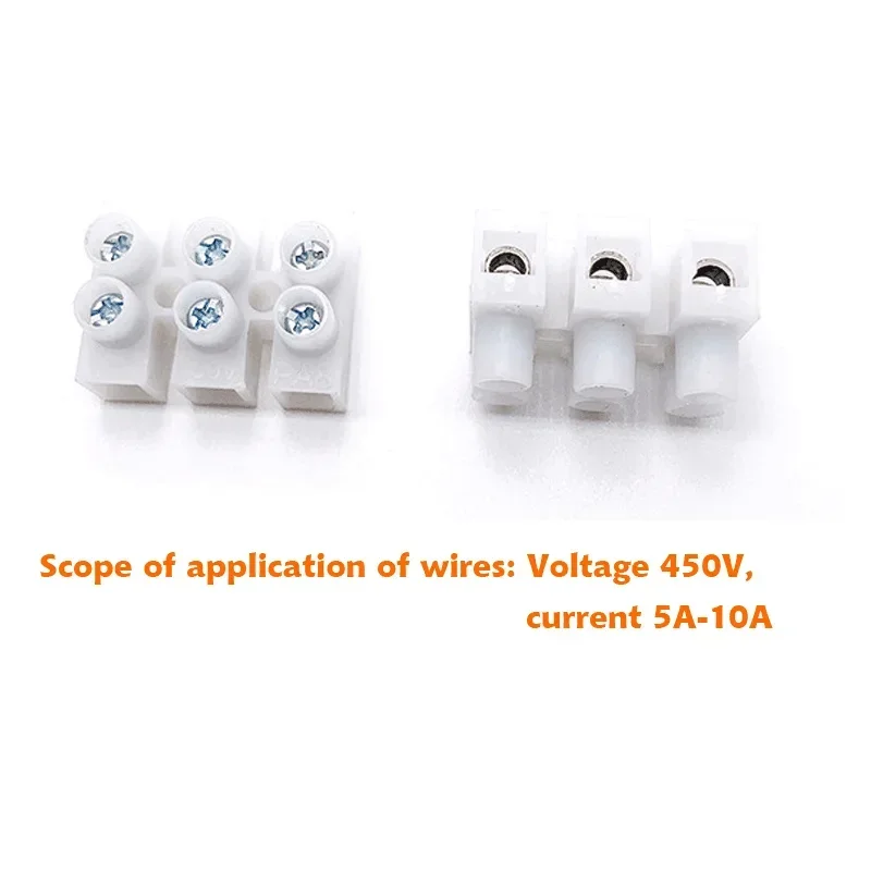 50 Pcs LED ceiling lamp terminal block PA8 PP plastic terminal For Cable 450V 5A-10A current PA8 three-position terminal