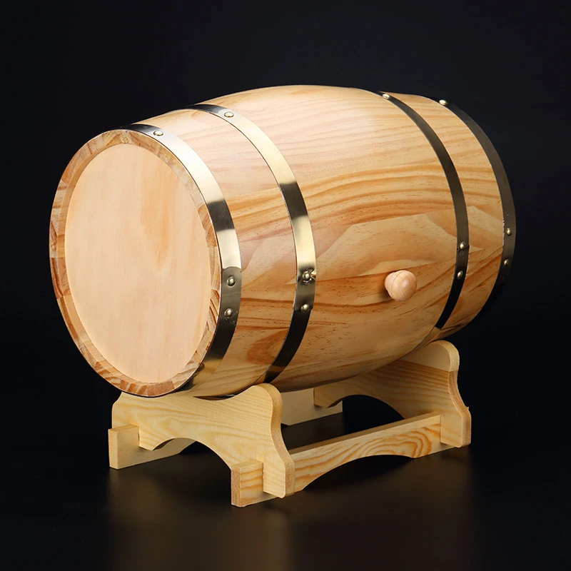 

3L Beer Brewing Keg Vintage Wood Oak Timber Wine Barrel For Whiskey Rum Port Decorative Barrel Keg Hotel Restaurant Display