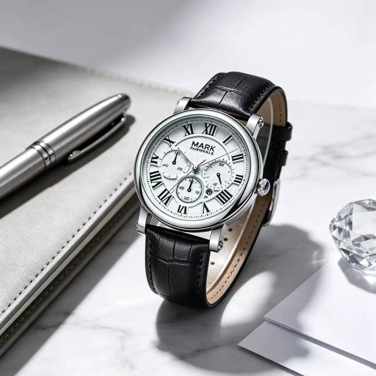 Fashion Decor Fake Hand Minimalist Waterproof Quartz Watch for Men with PU Strap Round Pin Buckle Wristwatch