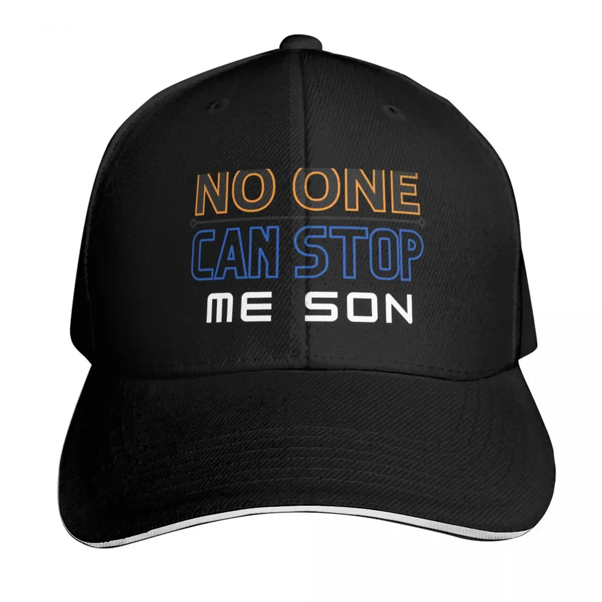 No one can stop me son Baseball Cap Cotton Twill Breathable Contrast Two Tone Brim Snapback Flat Bill