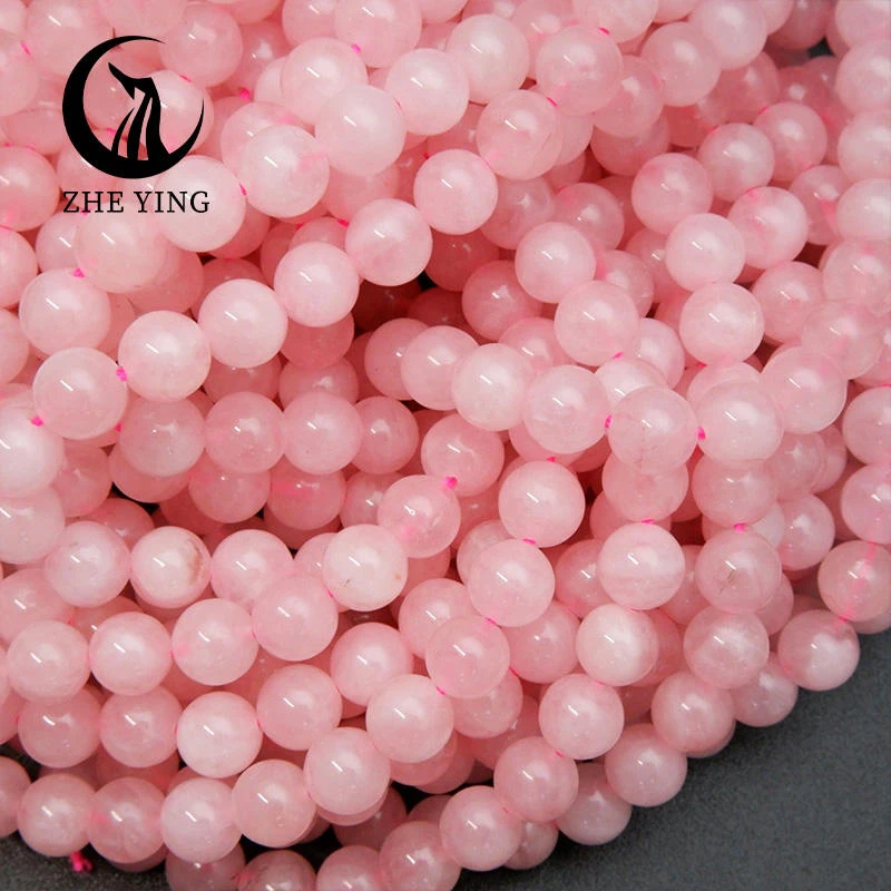 Zhe Ying-Brasil Rose Quartz Contas de Pedra, Redondo, Liso, Solto, Fazer Jóias, Pulseira DIY Acessórios, Strand, 15 '', 100%