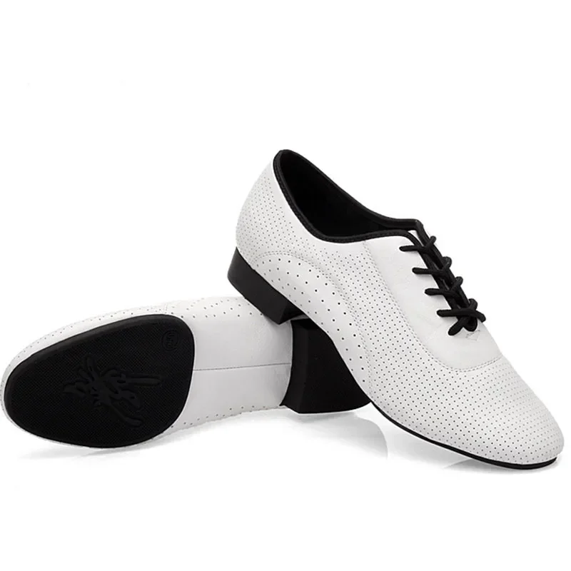 White Genuine Leather Shoes Breathable Men Modern Shoes Sports Ballroom Dance Soft Bottom Latin Square Dance Shoes Sneakers