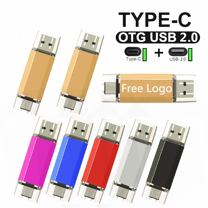 Type-C 128GB Key High Speed USB Flash Drive OTG Pen Drive 64G Usb 2.0 Stick Pendrive Flash Disk for PC/Car/TV USB-C Free Logo