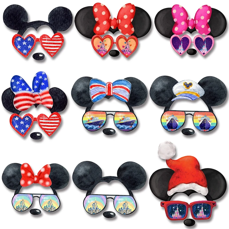 

Brand Mickey with glasses cloth patches Heat Transfer PVC Patch Iron-on Washable firm and fadeless stickers