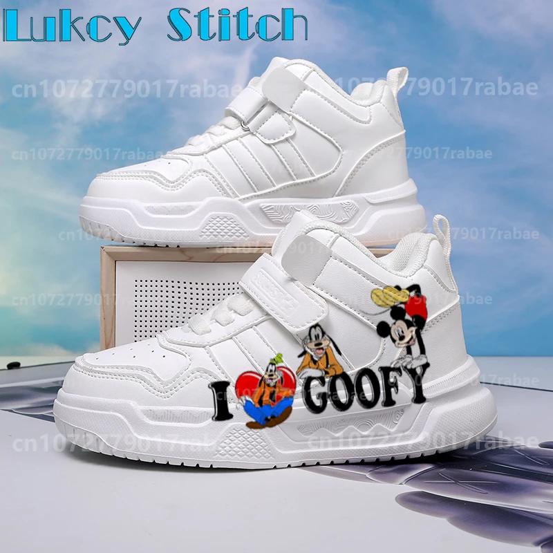 

mickey mouse Goofy Goof Children's shoes sports basketball shoes kid boys girls fashion high quality High top White casual shoes