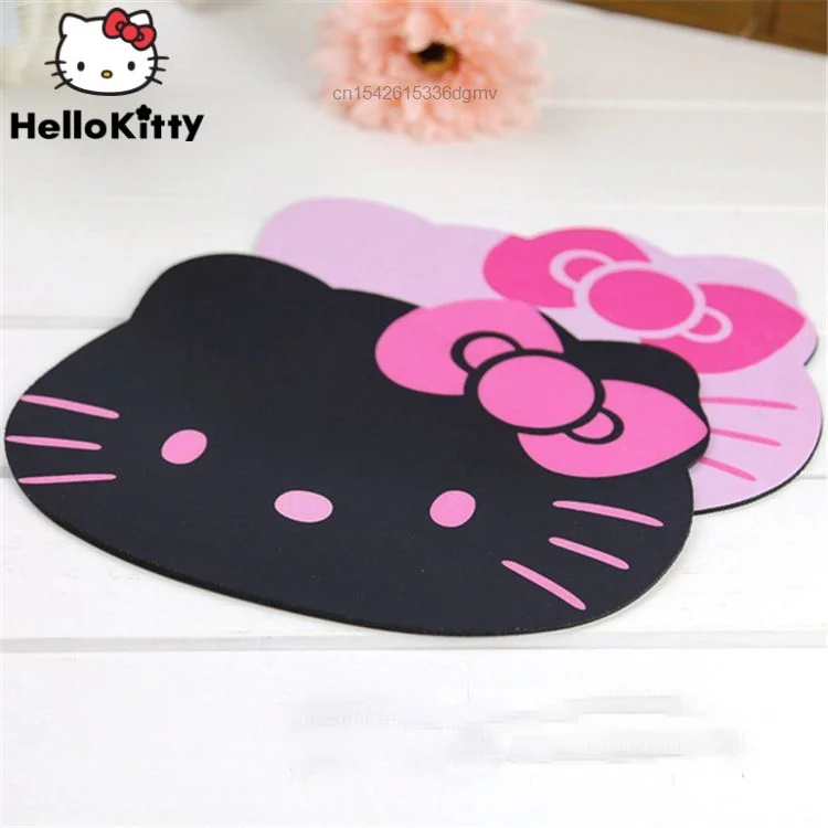 Sanrio Hello Kitty Mouse Pads Computer Office Keyboard Accessories Supplies Square Anti-Slip Desk Pad Black Pink Coffee Mats Y2k