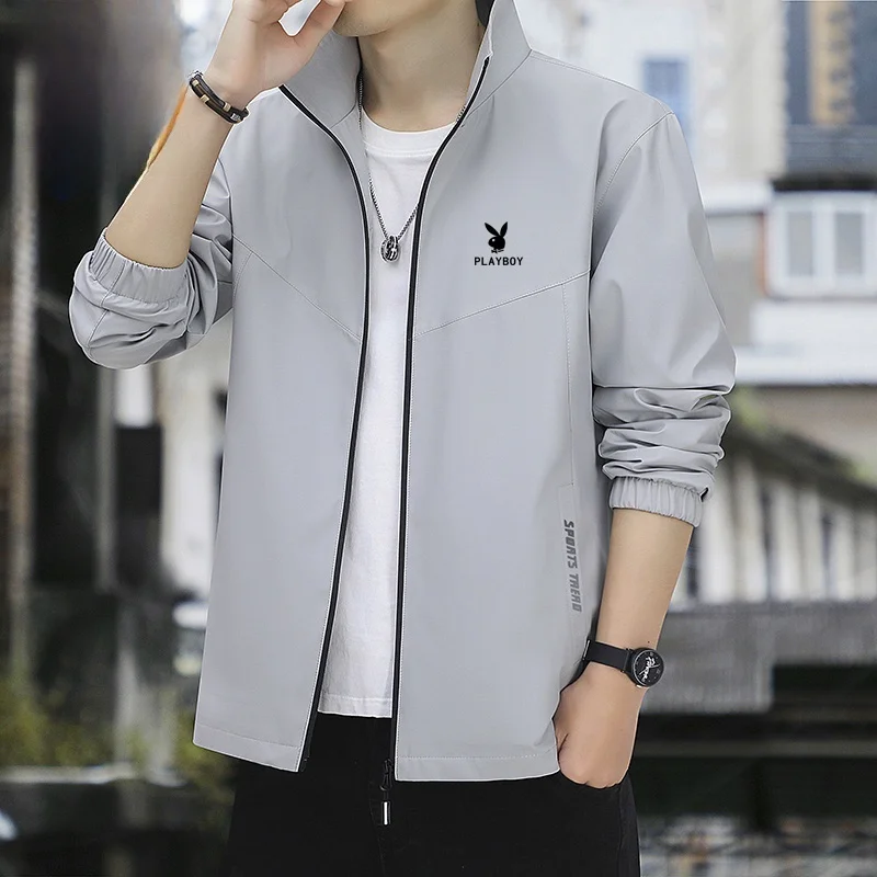 

Мужское повседневное пальто Jaet, весенне-осеннее легкое пальто с воротником-стойкой на подкладке, свободное пальто из полиэстера, длинная молния све