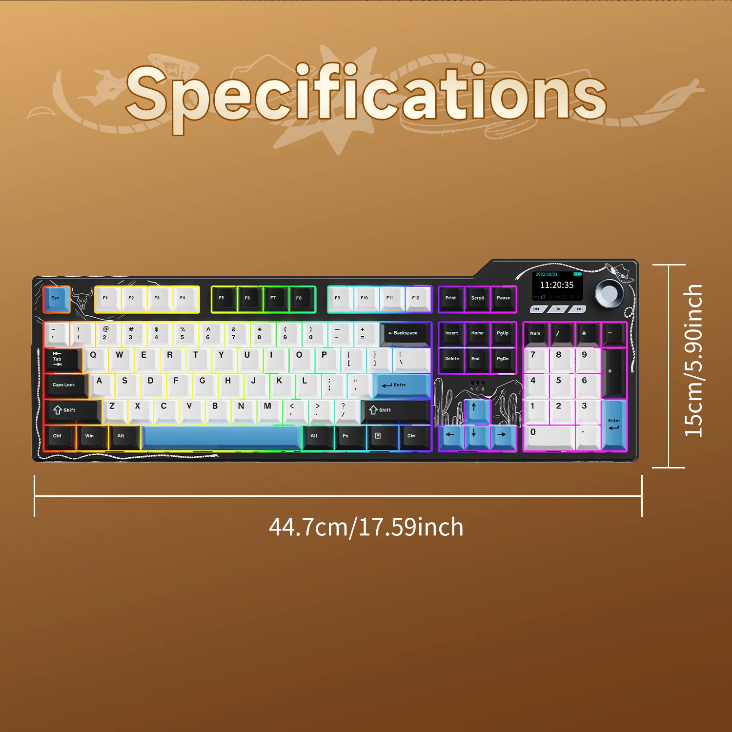 

Ajazz AK35I V4 Customizable Wireless Gaming Mechanical Keyboard, Wired/Wireless 2.4G/BT, Full RGB, Knob, Multi-function Keys