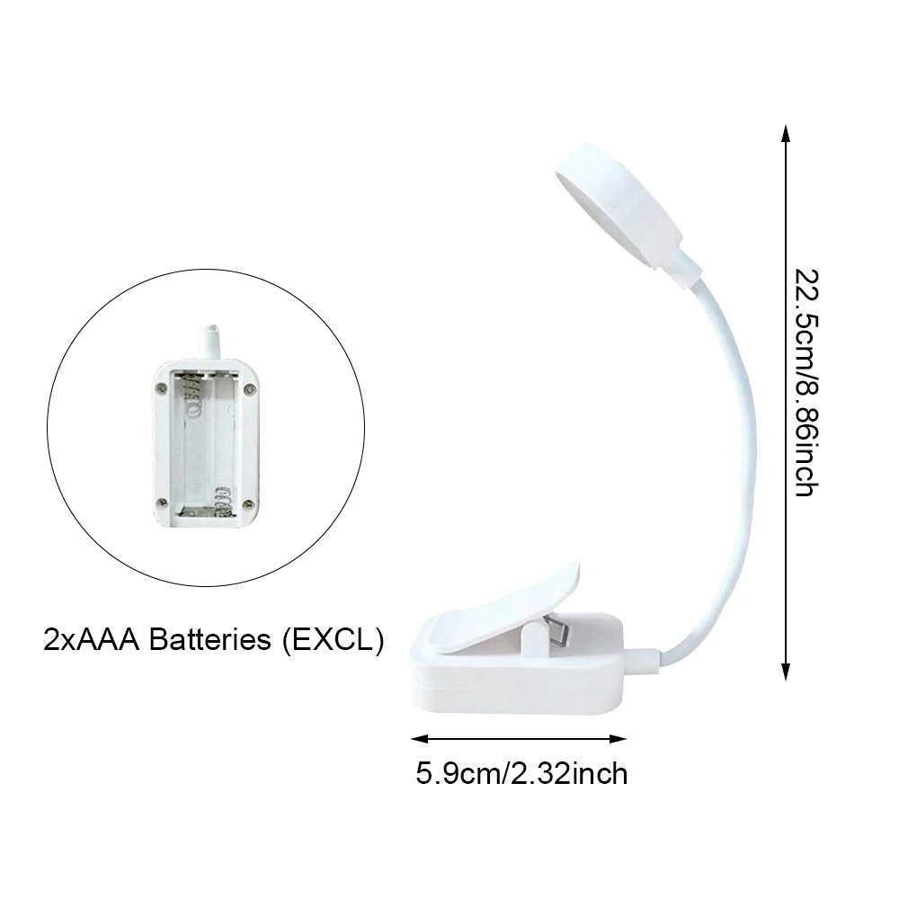 Runtowo LED Clip On Book Light Portable Reading Light Battery Powered 3 Color Eye Protection Stepless Dimmable Mini Desk Lamp image 4