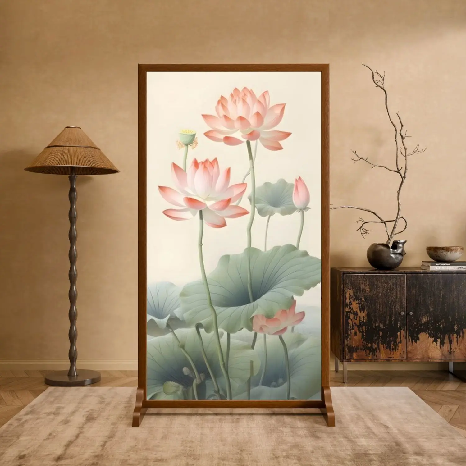 Screen partition New Chinese style simple door, living room decoration blocking entrance Fabric artist home art barrier seat scr