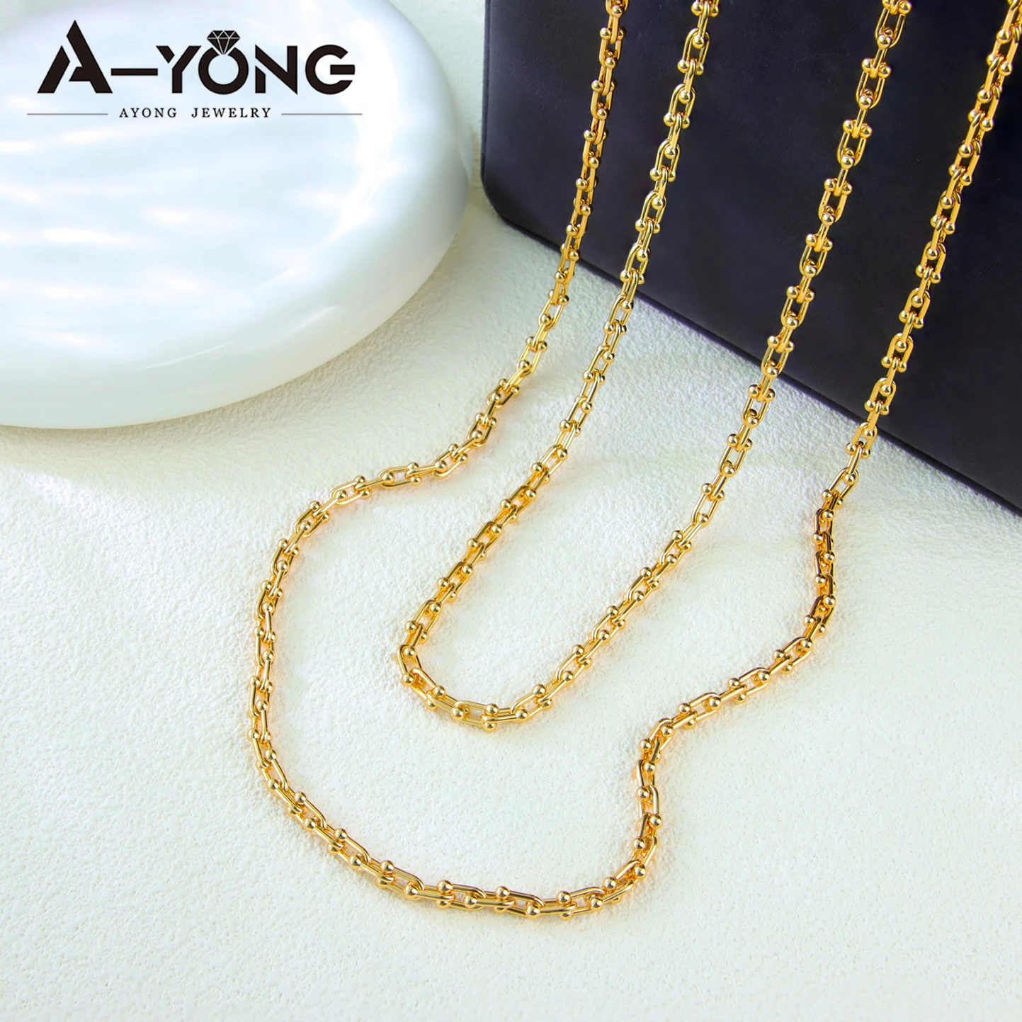 Luxus Dubai Hochzeit Gold Farbe Lange Halskette 21k Gold Überzogene Italienische Mode Colliers Saudi Frauen Event Party Schmuck – Detail 7