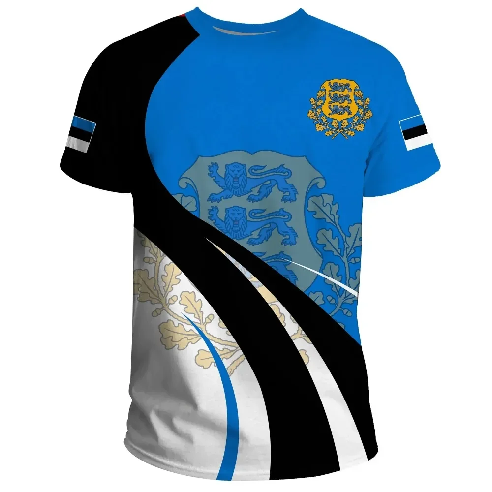 Fashion New Estonia Flag Graphic 3D Printed T-shirt Estonia Emblem Men’s Sports Tops  National Day Gifts Personalized Tee