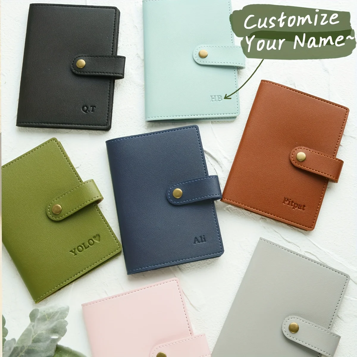 

Customized Name Passport Holder Personalized Passport Cover with Card Slots Faux Leather Wallet Elegant Document Card Holder
