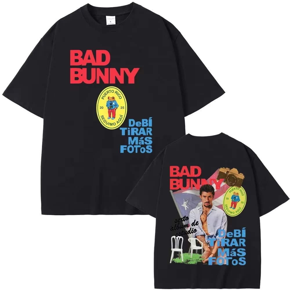 Image of Rapper Bad Bunny DeBi TiRAR MaS FOtoS DTMF 2026 Tour T-Shirts für Männer und Frauen Hip-Hop Pop Musik T-Shirts Herren Retro Übergroße T-Shirts