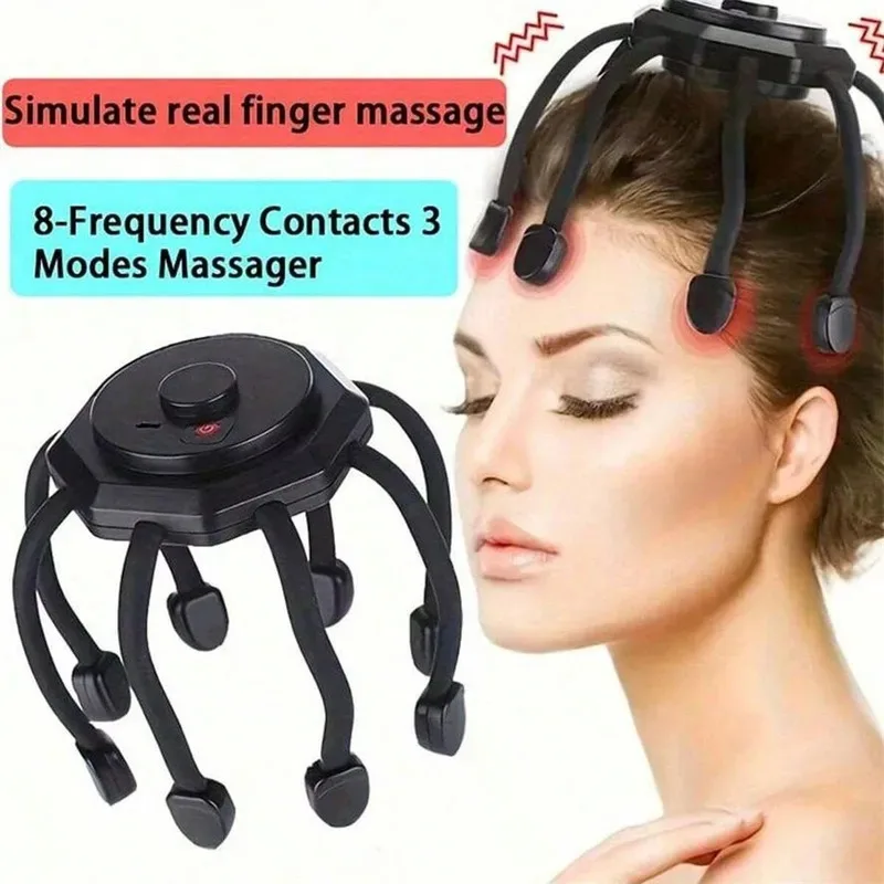 

NEW Cordless Electric Scalp Massager,360 Degree Head Massager With 8 Finger Tips, Deep Relaxing And Stress Relief, Holiday Gift