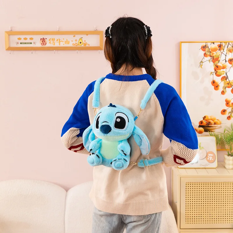 Juguete de peluche de Stitch de Disney, muñeco de peluche de dibujos animados de 30cm, mochila de gran capacidad, mochila de juguete suave y bonita, regalo de cumpleaños y Navidad