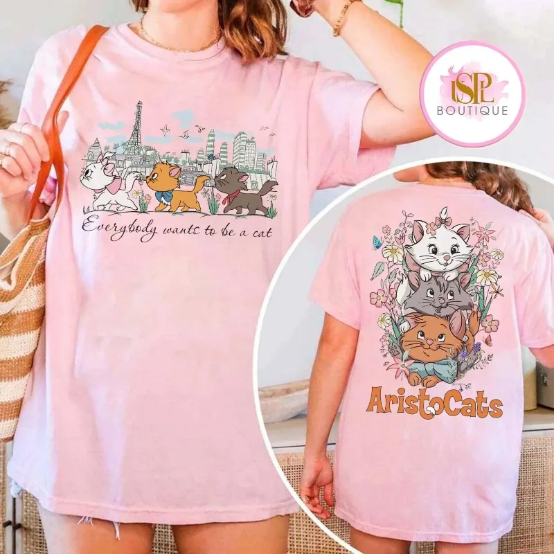Camisa de los aristogatos de Disney, camisa de gatos de Marie Toulouse Berlioz, camisa de amante de los gatos, camisa de París de los gatos, camisa de viaje de Disneyland