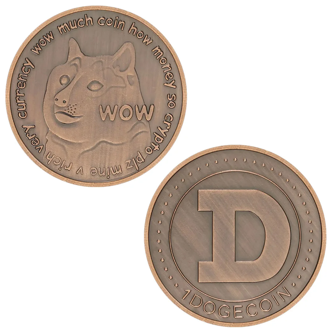 عملة تذكارية من Crypto Dogecoin مطلية بالنحاس، نمط Doge WOW قابل للجمع، مجموعة هدايا العملات المعدنية #3