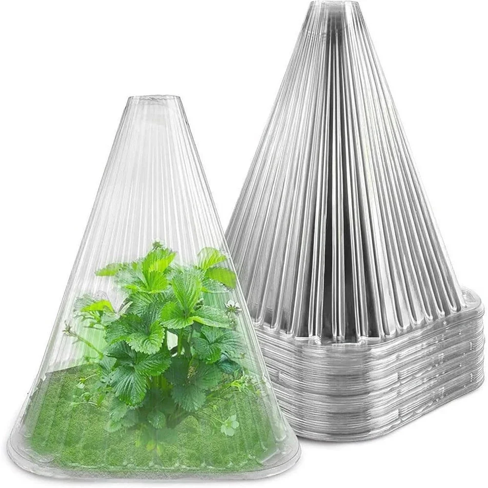 10pcs Reusable Plant Bell Cover Protect Plants From Birds Frost Snails Damage Garden Square Plastic Cover Clear Garden Supplies