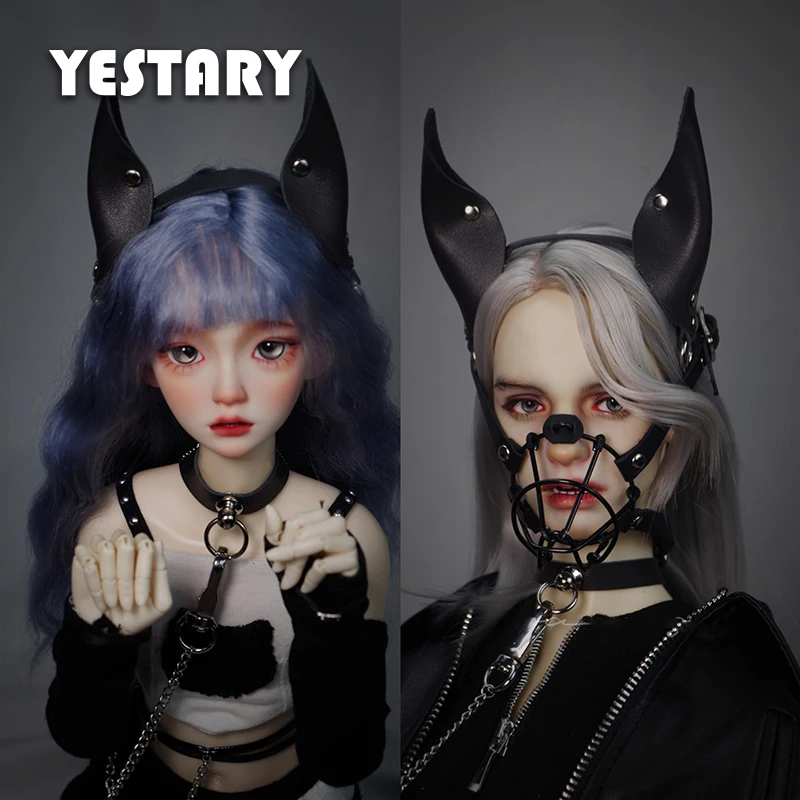 YESTARY 1/3 BJD Doll Clothes Accessories Handmade Leather Doberman Ears Makeup Set For BJD Small 1/3 1/4 Dolls Accessories Gifts