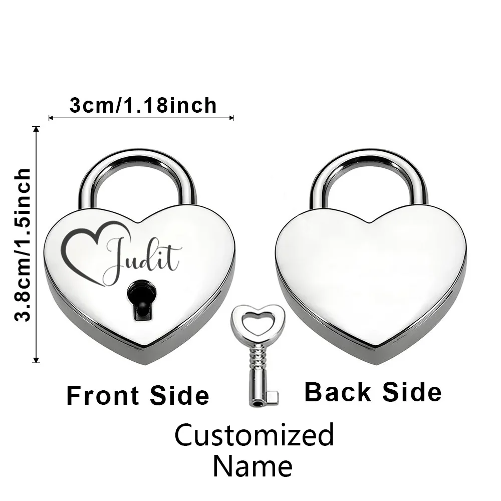 1 шт., красочный замок в форме сердца с индивидуальным именем, мини-замок в форме сердца, навесной замок с любовью, свадебный замок с ключом для юбилеев
