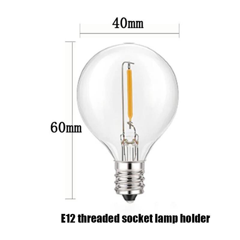 Lampadine G40 E12 3V 120V 220V 1W lampadine a globo in vetro String Light Indoor Outdoor Patio Home Garden Decor bianco caldo