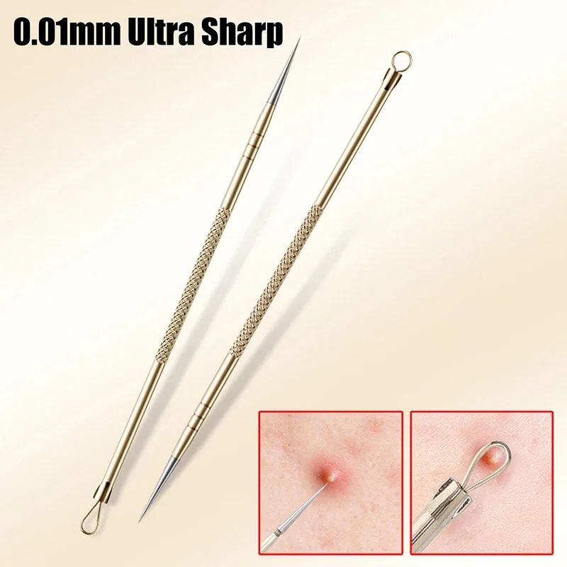 0.01mm Mee-eter Comedo Acne Puistje Smet Extractor Remover Rvs Naalden Verwijderen Gereedschap Gezicht Huidverzorging Porie Cleaner