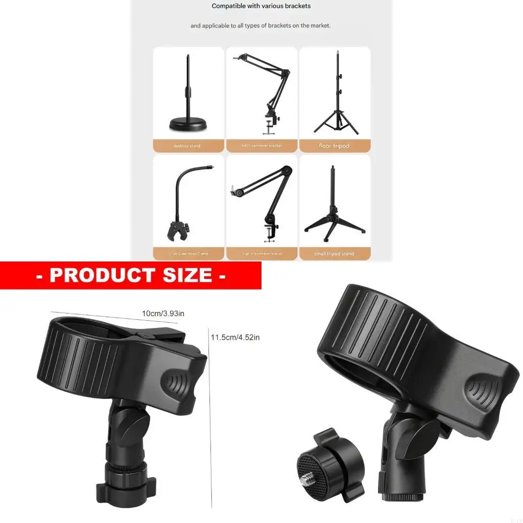 E1PF Microphones Stand Clip Adapter 1/4Inch to 5/8Inch Thread Converter Compatible for Camera Tripods Mounts Various Equipment