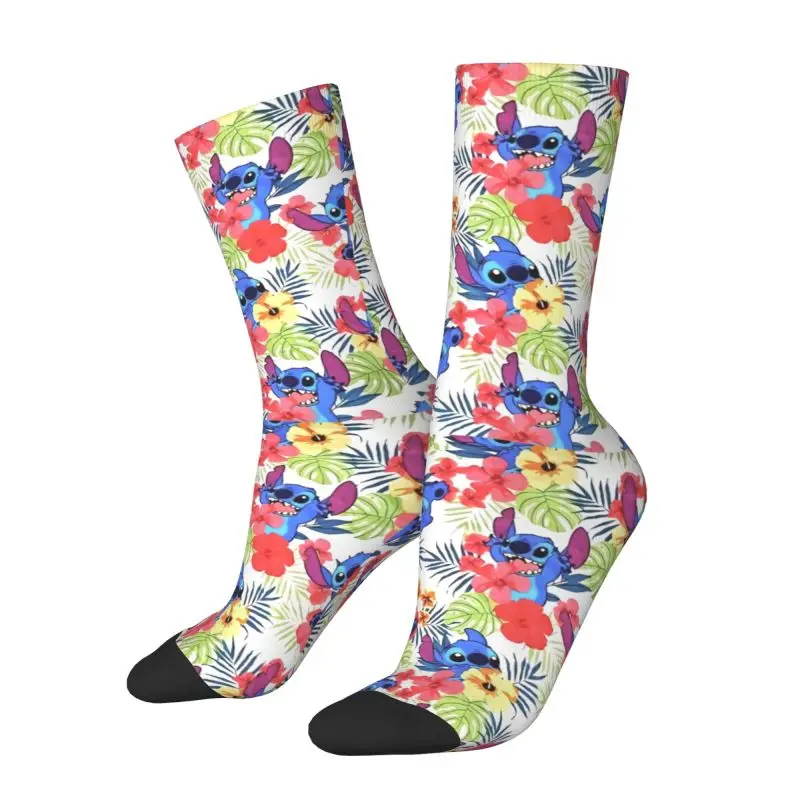 Custom Fashion Printed Stitch Tropical Plants Socks for Women Men Stretchy Summer Autumn Winter Crew Socks