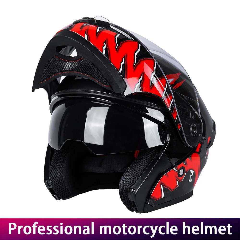 

DOT Certified Motorcycle Helmet Full Face with Dual Lens Warmth for Scooter And Racing Bikes Peelable Motorcycle Headgear