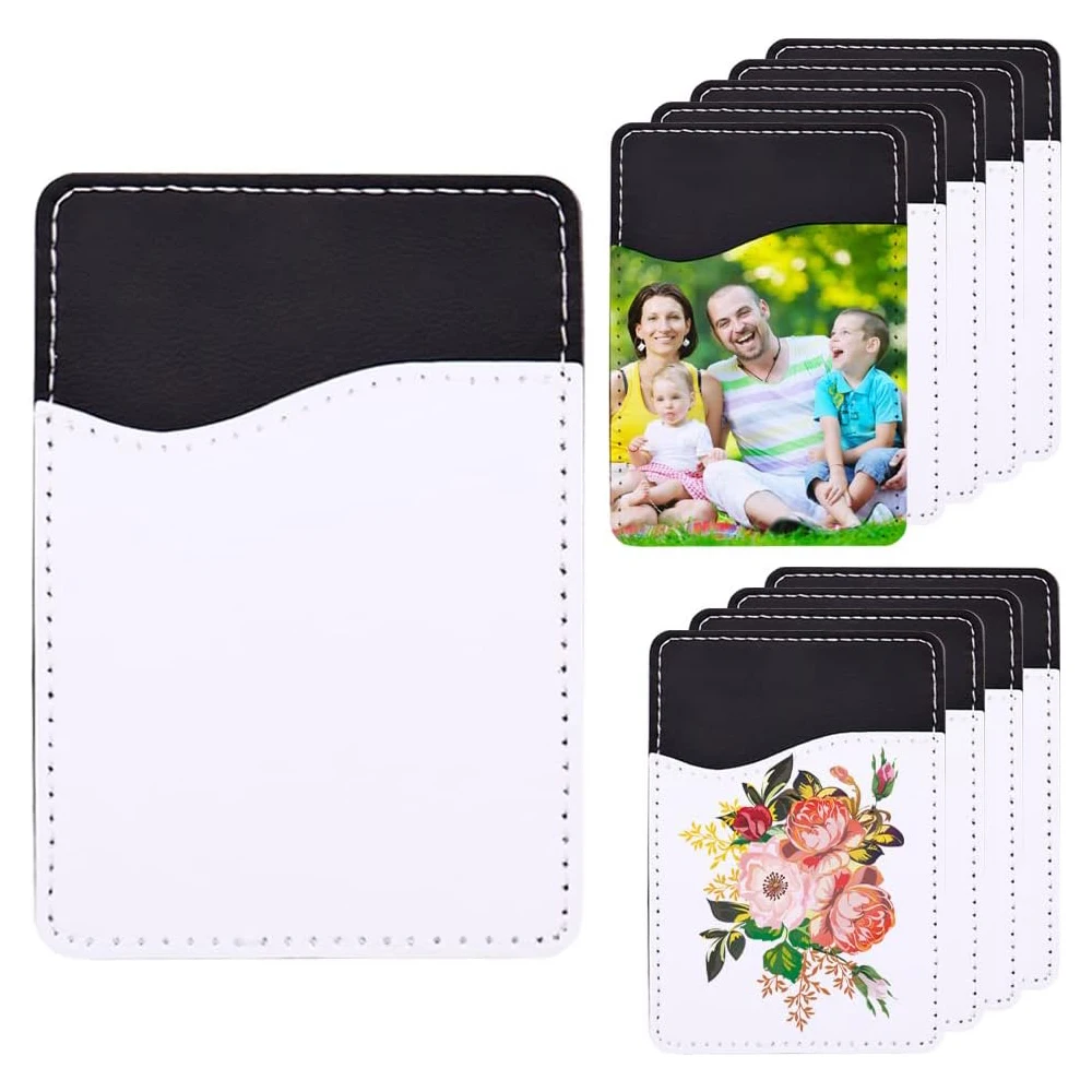 5/10Pcs Sublimation PU Leather Card Holder Sublimation Blank Phone Wallet PU Leather Card Pocket Adhesive Cell Phone Case