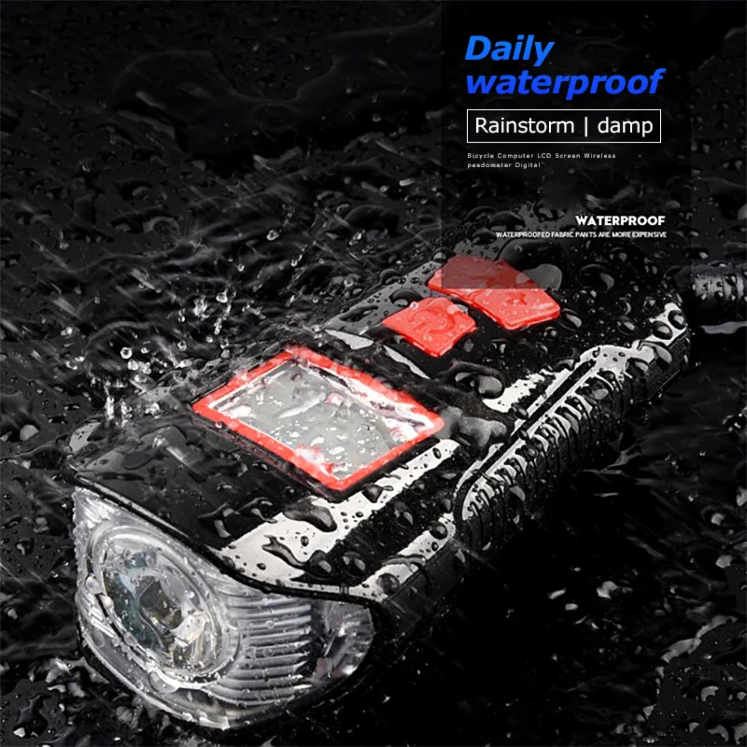 

3 in 1 Waterproof Bicycle Light USB Charging Bike Front Light Handlebar Cycling Light / Speed Meter LCD