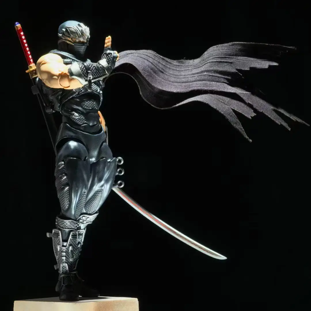 Ninja Gaiden SHF Anime Handmade Ryu Hayabusa Tailored Scarf 13Cm and 20Cm Cloak Built In Iron Wire Is Suitable for 1/12 Toys