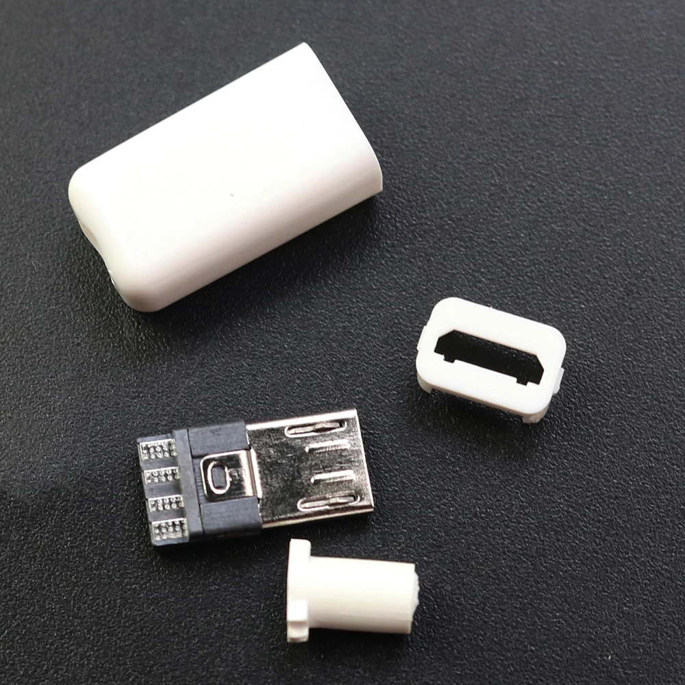 Micro USB 4 Pin Male connector plug Black/White welding Data OTG line interface DIY data cable accessories