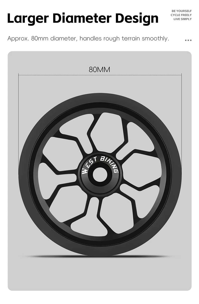 WEST BIKING CNC-Aluminium-Easy-Räder für Brompton-Faltrad-Rollen, abgedichtete Lager, tragbarer Gepäckwagen, Fahrradzubehör – Detail 8