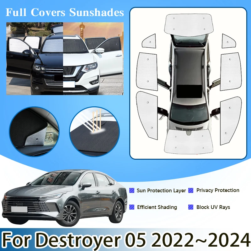 Car Cover Sunshades Cover For BYD Destroyer 05 2022 2023 2024 Sliver Black Sun Proof Sunscreen Anti-UV Window Visor Accessories