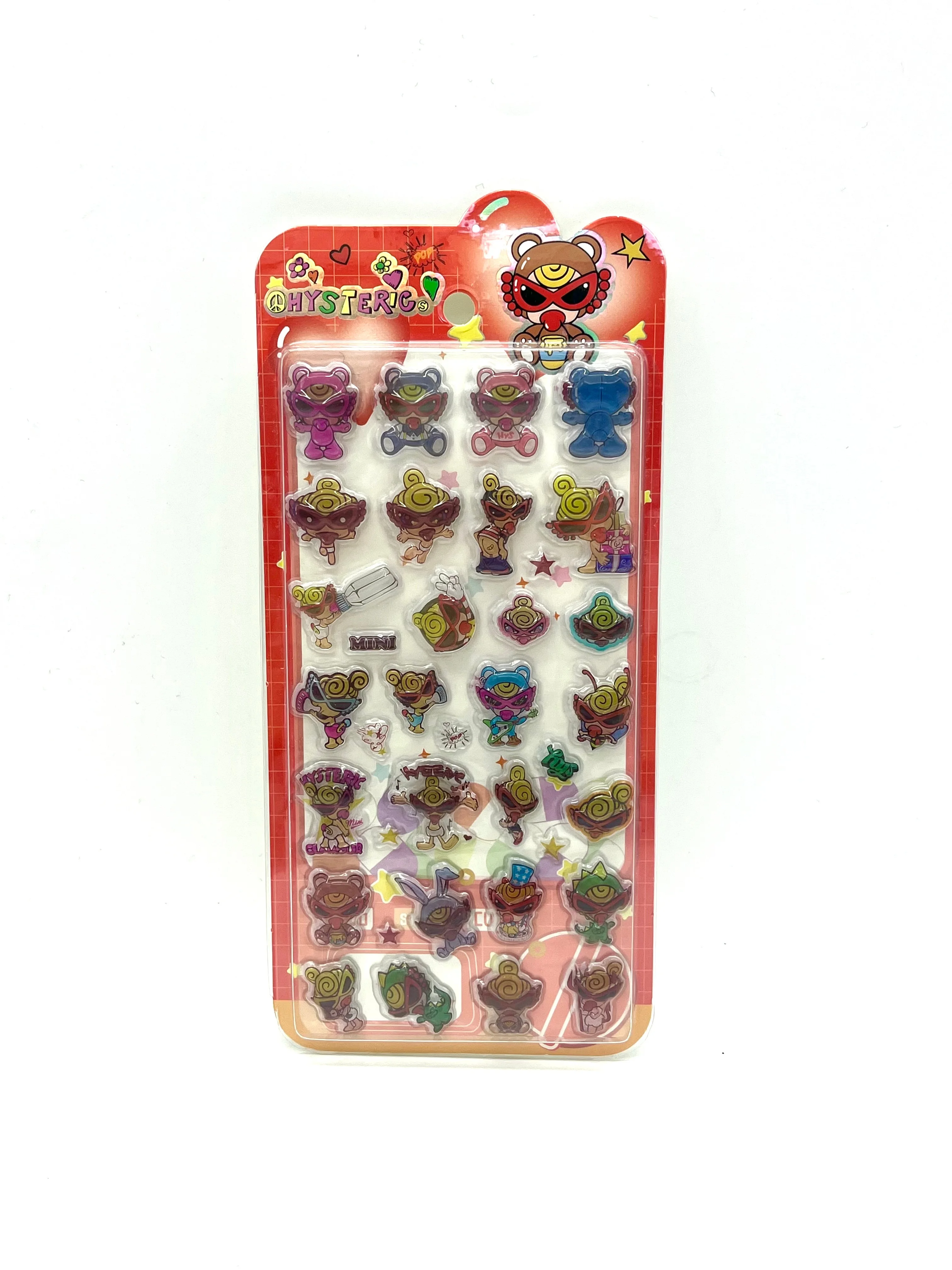 Nuevo Adhesivo 3D de Gelatina con Relieve de Dibujos Animados, Súper Chupete Negro con Marco Rojo y Pelo Rizado Amarillo, para Decoración de Power Bank, Regalo