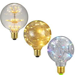 TIANFAN Vintage Led Bulb Starry Firework Edison Bulb Big Globe G95 3W Not Dimmable 2200Kelvin Super Warm Decorative Light Bulbs