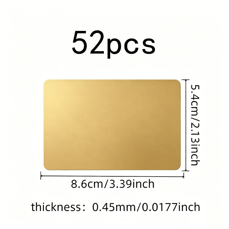 52 pcs 45mm.45mm Aluminum Cards, 0.45mm Thin Lightweight for Sublimation Printing, Multipurpose, Versatile
