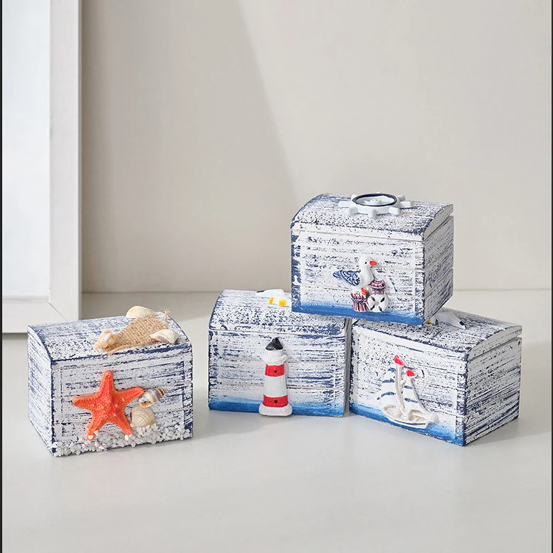 Mediterranean Storage Box Desktop Small Wooden Classic Wooden Small Box Creative Jewelry Box Candy Box