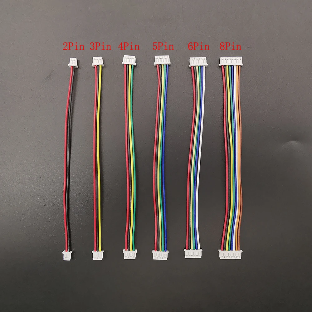 10 Stück Mini JST 1,25 mm Rastermaß MX1,25 2/3/4/5/6/8 Pins Single-Ended/gleiche Richtung Buchse auf Buchse Stecker Drähte Stecker 28AWG
