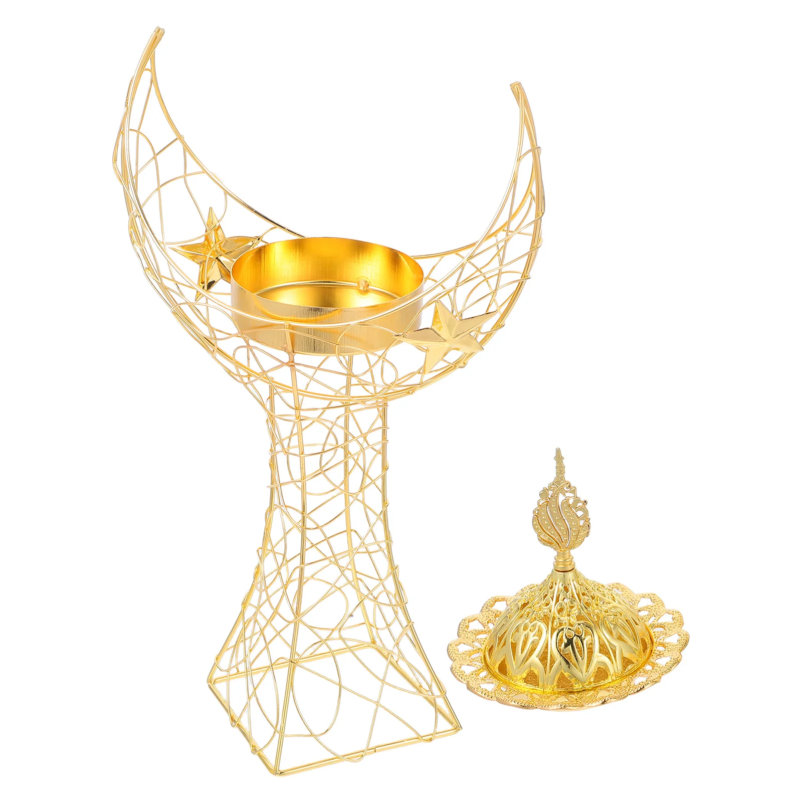 

Moon-Shaped Metal Incense Burner Middle Eastern Style Bakhoor Burner For Eid Aromatherapy Home Decor Scent Holder Censer Stand