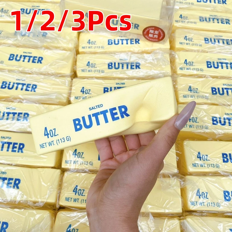 1/2/3Pcs Butter Stick Fidget Toys Squishy Elastic Cheese Stick Funny Decompression Stress Anxiety Relief Game Squeeze Prank Toy